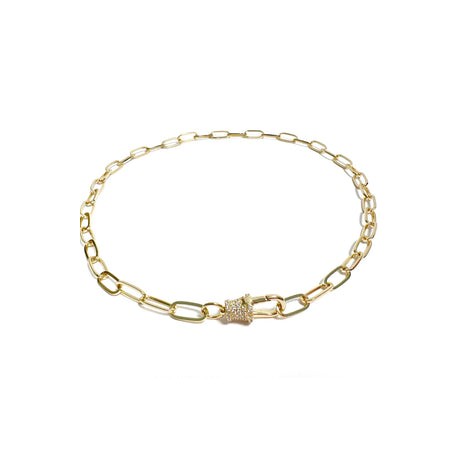 Front Pave Clasp Link Necklace
