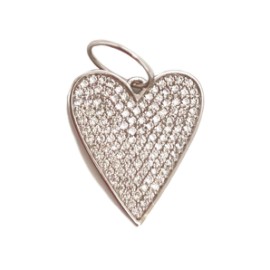 Silver Heart Pave Charm