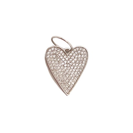 Silver Heart Pave Charm