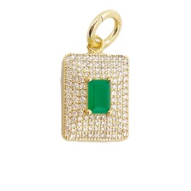 Square Emerald Pave Charm