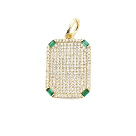 Square Pave Emerald Charm