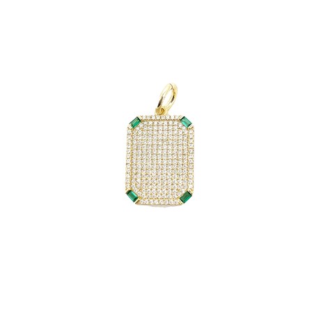 Square Pave Emerald Charm