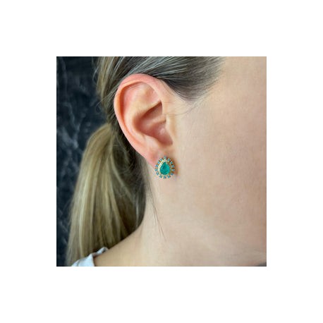 Pear Paraiba and Turquoise Studs
