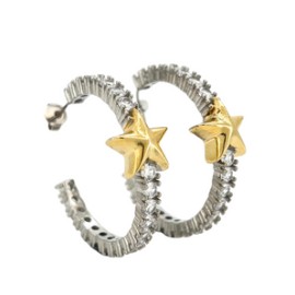 Half Big Diamond Star Hoop