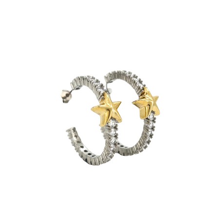 Half Big Diamond Star Hoop