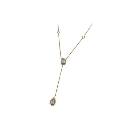 Gold Diamond Lariat Necklace