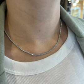 Diamond Tennis Necklace White Gold 14k
