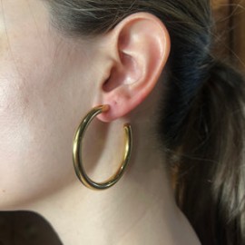 Skinny Plain Big Gold Hoops