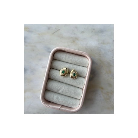 Pear Gold Mini Emerald Studs