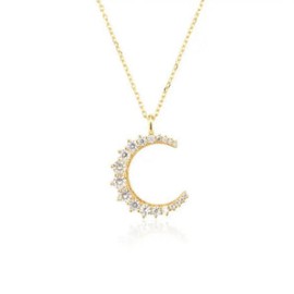 Clear Half Moon Pendant Necklace