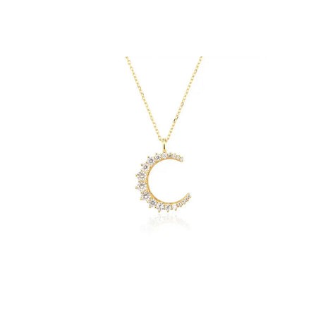Clear Half Moon Pendant Necklace