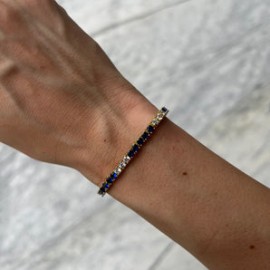 Mixed Gold Sapphire Tennis Bracelet