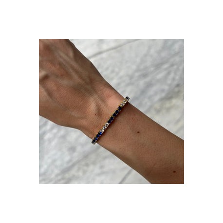 Mixed Gold Sapphire Tennis Bracelet