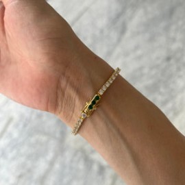 Emerald & Diamond Gold Tennis Bracelet