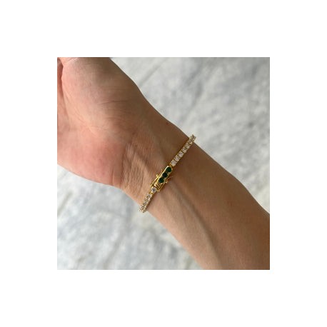 Emerald & Diamond Gold Tennis Bracelet