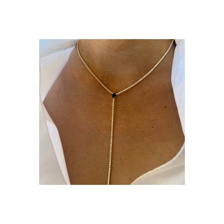 Gold Sapphire Tennis Lariat Necklace