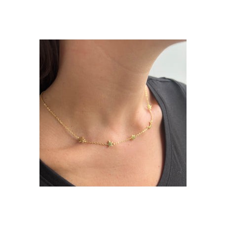 Three Solid Star and Moon Necklace