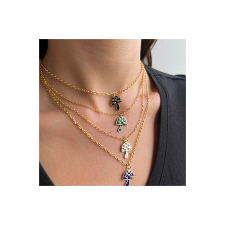 Colorful Mushroom Gold Necklace