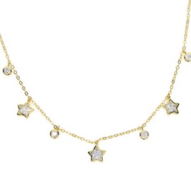 Star and Single Diamond Bezel Necklace