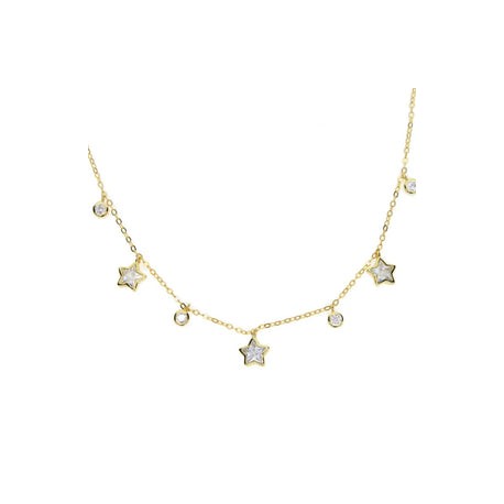 Star and Single Diamond Bezel Necklace
