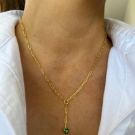 Heart Emerald Lariat Necklace