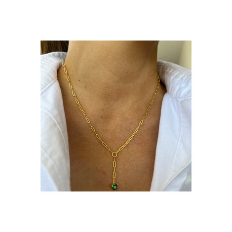 Heart Emerald Lariat Necklace
