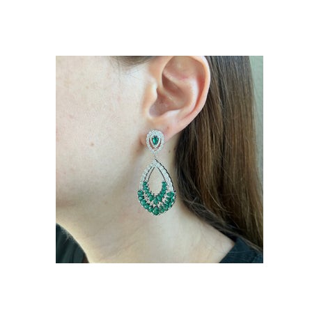 Modern Emerald Silver Chandelier