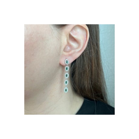 Emerald Oval & Emerald Shape Earrings