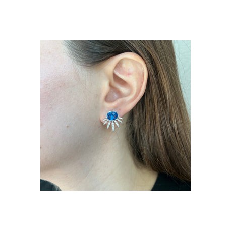 Aqua Silver Spike Stud