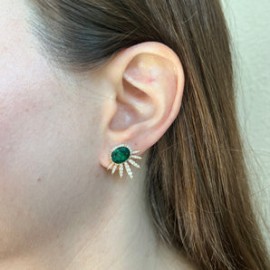 Emerald Gold Spike Studs