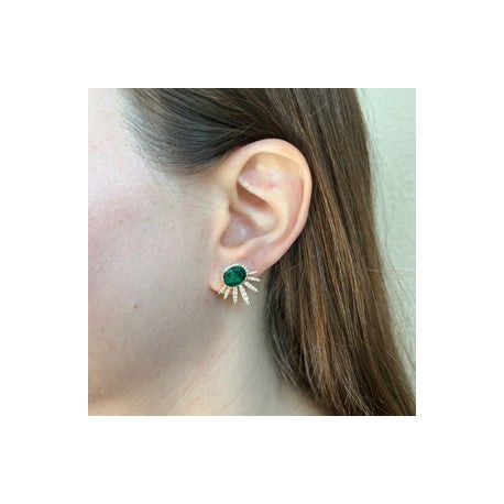 Emerald Gold Spike Studs