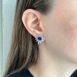 Sapphire Silver Spike Studs