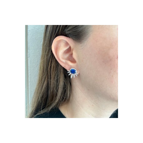 Sapphire Silver Spike Studs
