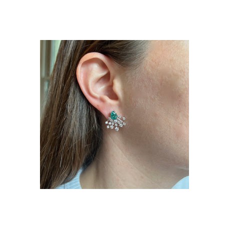 Emerald Oval and Starburst Studs (Gold & Silver)