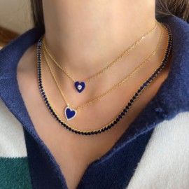 Heart Charm with Single Stone Necklace