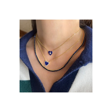 Heart Charm with Single Stone Necklace