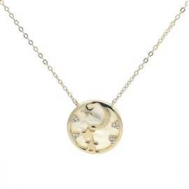 Gold Moon & Stars Round Shape Necklace