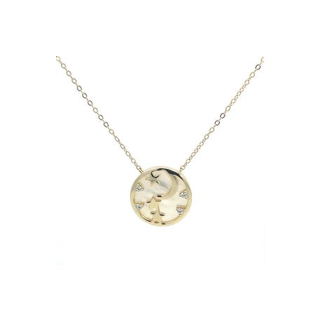 Gold Moon & Stars Round Shape Necklace