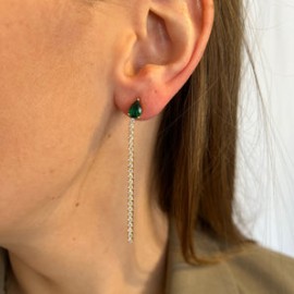 Emerald Drop Long Earrings