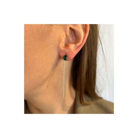 Emerald Drop Long Earrings