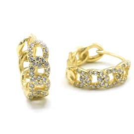 Rope Diamond Gold Hoops
