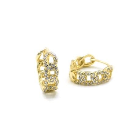 Rope Diamond Gold Hoops