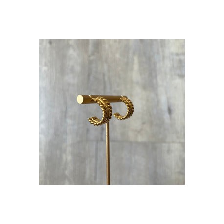 Gold Half Braid Hoops