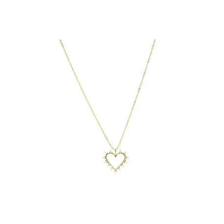 Gold Heart Open & Pearl Necklace