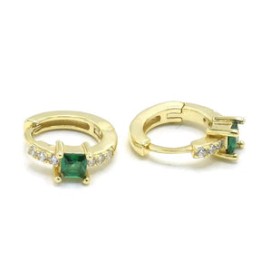 Emerald & Diamond Gold Huggies