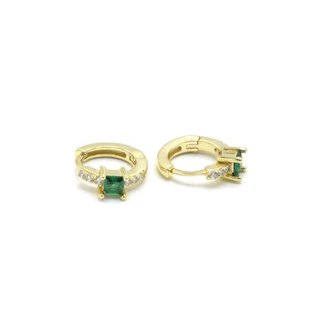 Emerald & Diamond Gold Huggies
