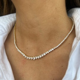 3 Prong Gold Tennis Necklace Rivera (5mm)