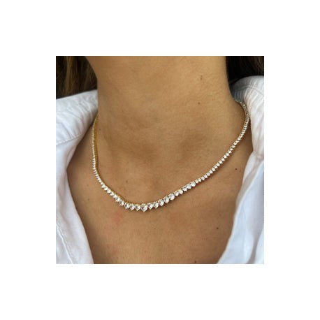 3 Prong Gold Tennis Necklace Rivera (5mm)