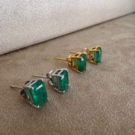 Emerald-Cut Natural Emerald 14K