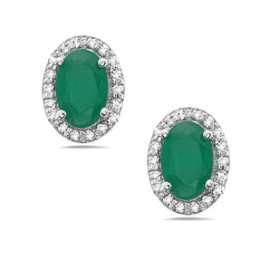 Oval Emerald Stud 14K